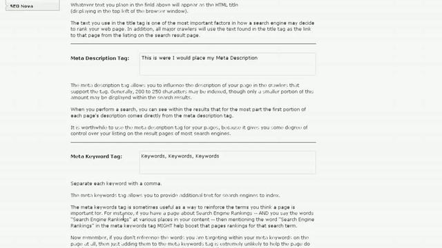SEO Nova meta tag input instructions смотреть онлайн