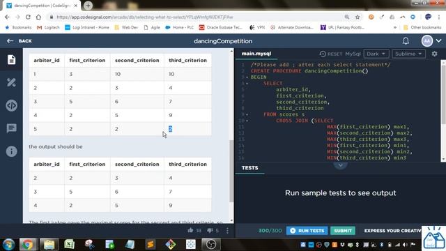 SQL - CodeSignal dancingCompetition 63 смотреть онлайн