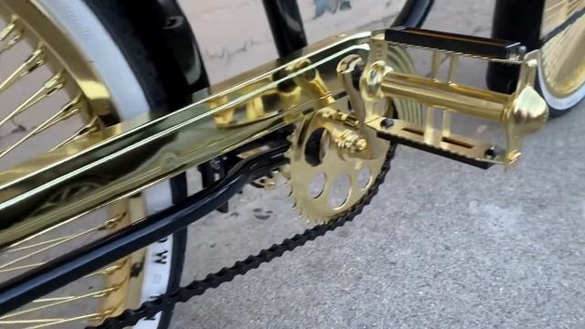 Lowrider bike 20” inches black and gold made by vulture line company смотреть онлайн