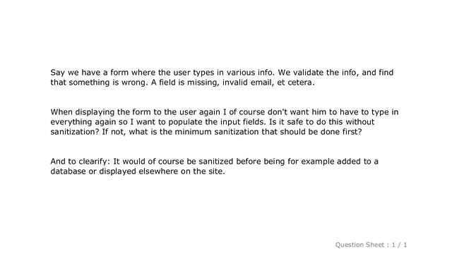 HTML : Is it safe to display user input as input values without sanitization? смотреть онлайн
