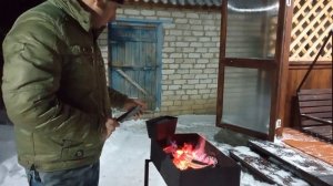 Закалка 95х18 в мангале.