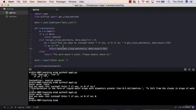 Python 13.11 Build an Interactive English Dictionary - Confirmation from the User смотреть онлайн