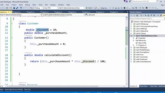 Lab15 Static and Instance members in c# смотреть онлайн