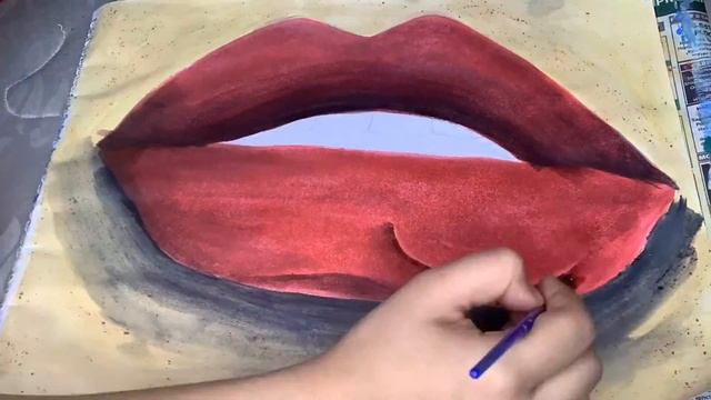 Realistic cherry lips|acrylic paint|real sketch |Art period||creativity takes courageous| смотреть онлайн