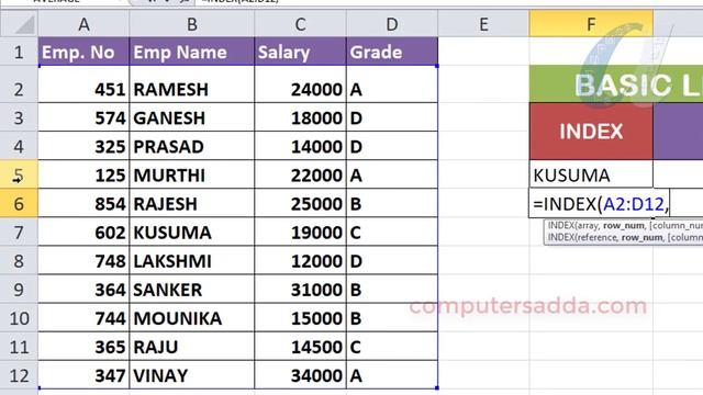 Using INDEX & MATCH Formulas in Ms-Excel with Example(Basic Level) in Telugu || computersadda.com смотреть онлайн