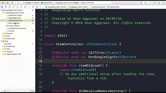 Swift Tutorial:- Integrate google sign-in SDK in swift language смотреть онлайн