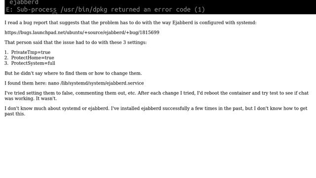 Unix & Linux: Ejabberd Victim of Systemd Security Enhancements? смотреть онлайн