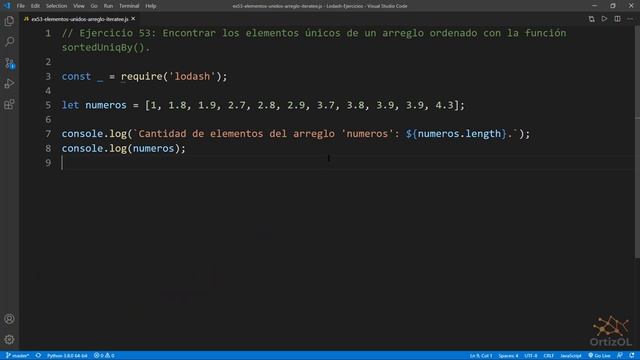Lodash Ejercicio: 53 Hallar Elementos Únicos de un Arreglo Ordenado usando la Función sortedUniqBy( смотреть онлайн
