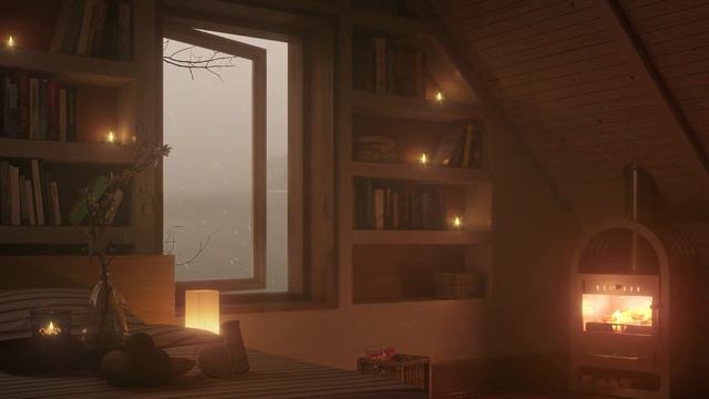 Cozy Cabin on the riverside in a blizzard смотреть онлайн