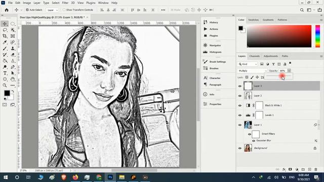 ?? How to turn "Dua Lipa" photo into Sketch (Adobe Photoshop) смотреть онлайн