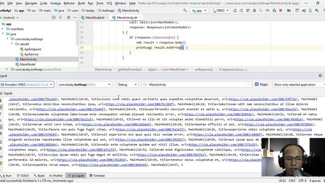 3. Menampilkan data di Logcat - Tutorial Kotlin Android Retrofit (Api) смотреть онлайн