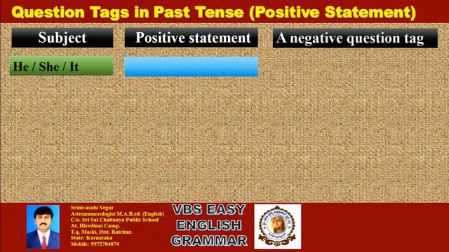 QUESTION TAGS PART - 2/62 ( PAST TENSE ) EASY ENGLISH GRAMMAR , SAISRINIVASVEGUR смотреть онлайн