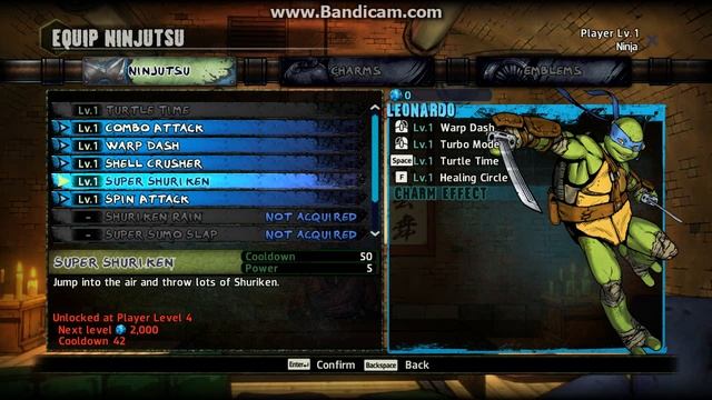 TMNT Mutants In Manhattan смотрим меню и костюмы