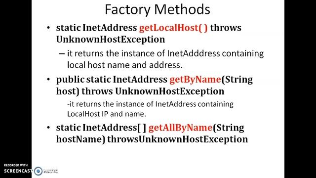 InetAddress Class in java.net Package смотреть онлайн