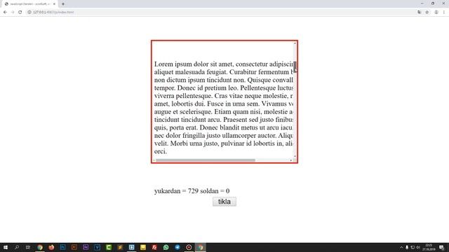 206- JavaScript Dersleri - ScrollLeft, ScrollTop - Kaydirma Cubugunun Boyunu Alma
