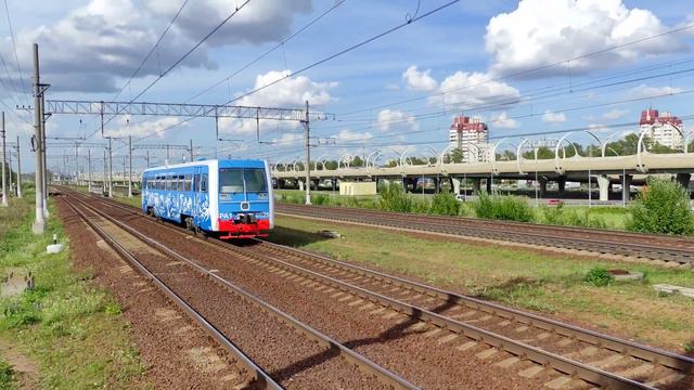 Рельсовый автобус РА1-0025 на обкатке, о.п. Ленинский Проспект, г.СПб, 01.08.2023г.(4K UHD) смотреть онлайн