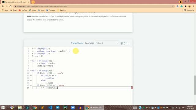 HackerRank Set .discard(), .remove() & .pop() problem solution in Python | Python problems solution смотреть онлайн