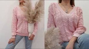 Вы в нем будете неотразимы!Свяжите его немедленно!Свитер с Vобразным вырезом!Подробный мастер класс.