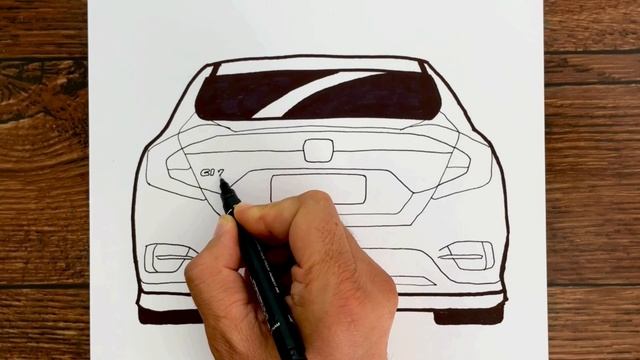 How To Draw A Honda Civic Step By Step - Honda Civic 2020 Araba çizimi - Çizim Mektebi Araba Çizimi