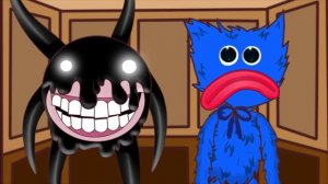 Картун Кэт и Хаги Ваги в Doors Роблокс , за ними гонится Скрич