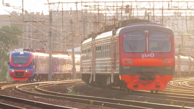 Электропоезда ЭД4М-0349\0380, ЭП2Д-0101 ЦППК Рэкс перегон Москва Куурская - Кусково 27.05.2021