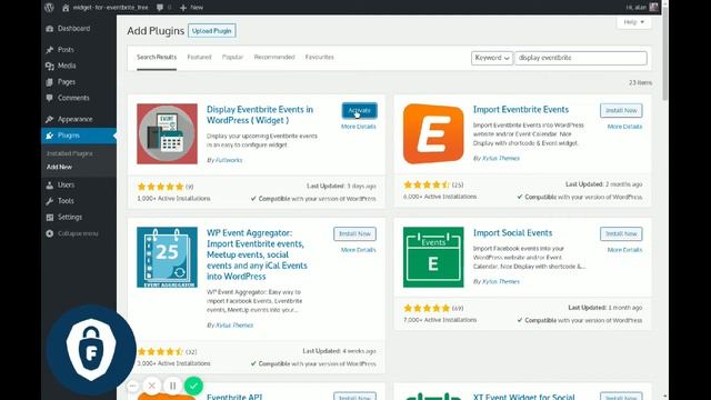 Installing the Display Eventbrite Events in WordPress (widget) Free Plugin смотреть онлайн