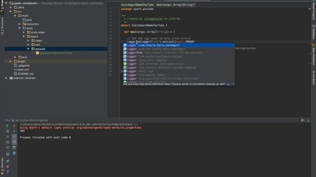 Scala - Spark - Intellij Setup - Sample Read File Example смотреть онлайн