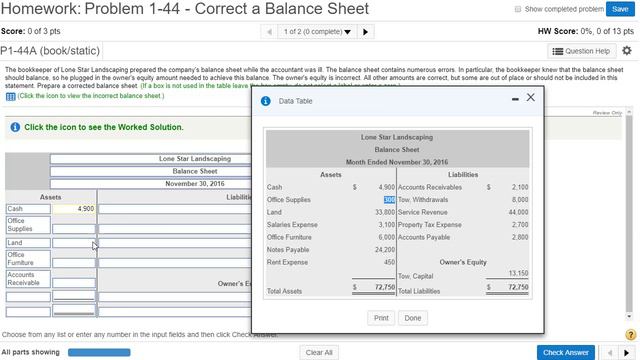 Problem 1-44 Correct a Balance Sheet смотреть онлайн