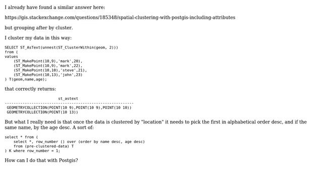 GIS: How to add attributes to clustered points with Postgis? смотреть онлайн