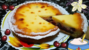 ЗАЛИВНОЙ ПЕСОЧНЫЙ ПИРОГ С ВИШНЕЙ / Вкусный пирог с вишней и сметанной заливкой