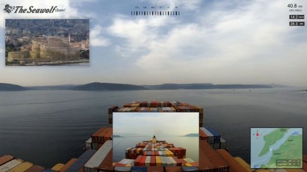 Mega ship transiting Dardanelles Strait (Turkey) - Time Lapse 4k with GPS info - Çanakkale Boğazi