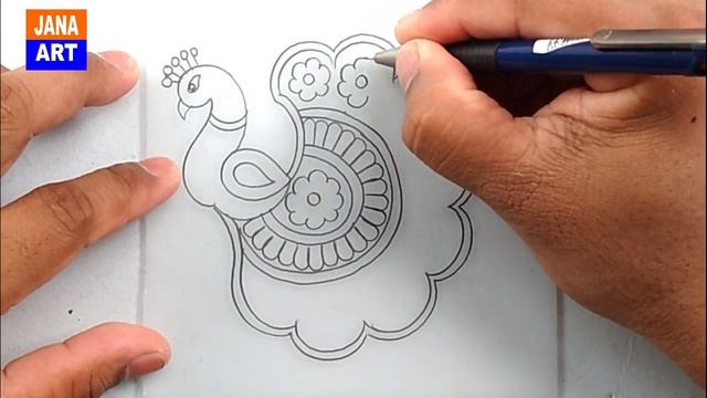 How To Draw Peacock Butta On Tracing Paper || Jana Art смотреть онлайн