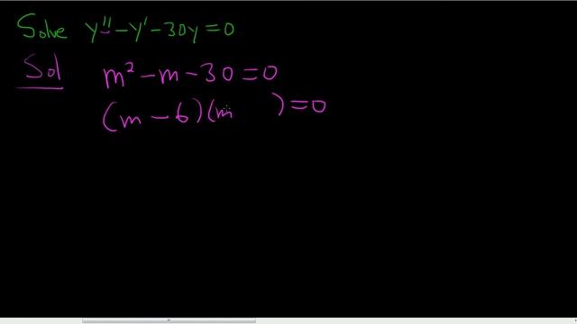 Homogeneous Linear Second Order Differential Equation y'' - y' - 30y = 0 смотреть онлайн