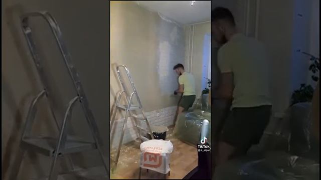 Имитация кирпичной кладки #декорстен # идеидляремонта смотреть онлайн