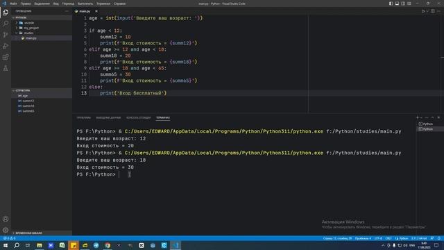 if elif else. Python 3 (Изучаю с нуля) смотреть онлайн