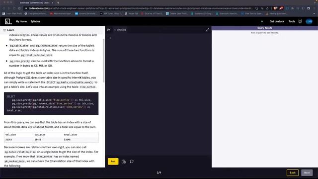 Codecademy - POSTGRESQL DATABASE MAINTENANCE смотреть онлайн