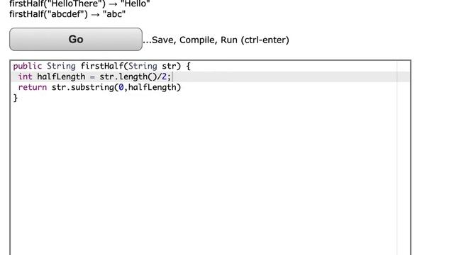 Java: CodingBat– String-1– firstHalf смотреть онлайн