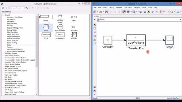 ТАУ. Matlab/Simulink - моделирование передаточной функции, снятие характеристик смотреть онлайн