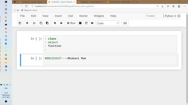 DATA SCIENCE with PYTHON tutorials || Demo - 2 || by Mrs. Sasmitha on 24-03-2021 @8:30PM IST смотреть онлайн