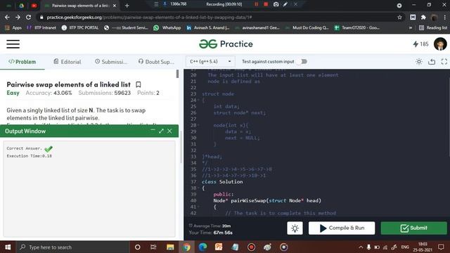 Linked List : Pairwise swap elements of a linked list (using Recursion) смотреть онлайн