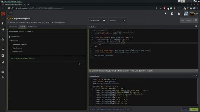CodeWars - Fundamental - JavaScript - Highest Scoring Word - Part 2 смотреть онлайн