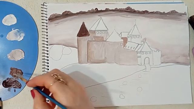 Урок образотворчого мистецтва. Історичний жанр. Сепія. Старовинна фортеця (Гуаш) смотреть онлайн