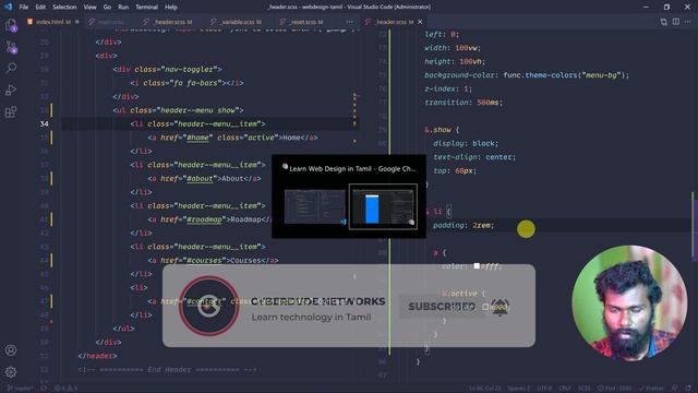 #17 - Building Mobile Menu with Javascript - (தமிழில்) (Tamil) | HTML, SASS & Javascript смотреть онлайн