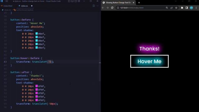 CSS Neon Button Animation Effects On Hover | Glowing Button Change Text On Hover in HTML and CSS смотреть онлайн