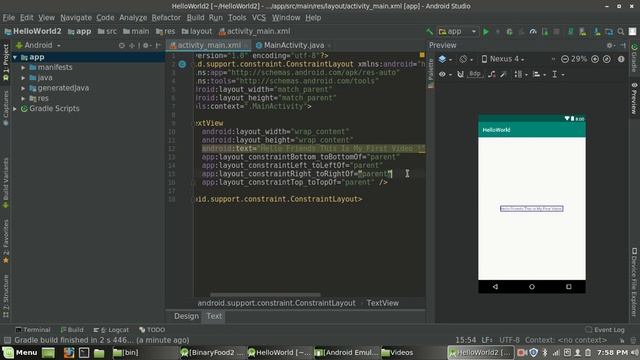 Android tutorial (2019) - 01 - Create Hello World Android application смотреть онлайн