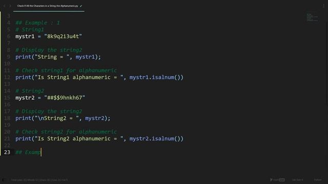 Check If All the Characters in a String Are Alphanumeric in Python | Python Examples | Tutorial смотреть онлайн
