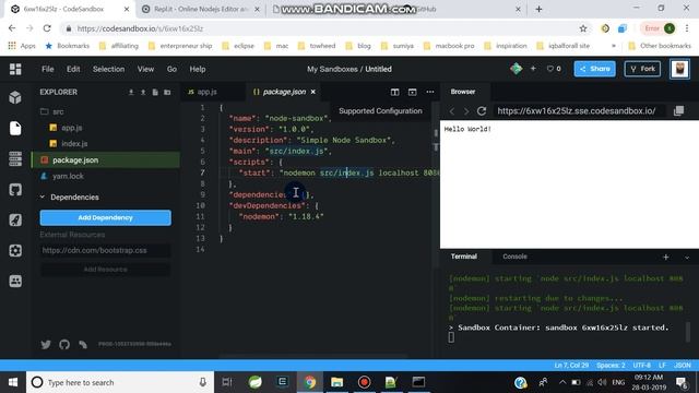 Telugu How to run node js online codesandbox io смотреть онлайн