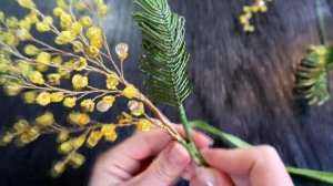 Мимоза из бисера. ? Урок 5 - Сборка Ветки Мимозы / Beaded Mimosa. Lesson 4 - Mimosa Branch Assembly