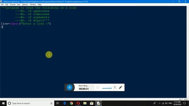 python program to check no of alphabets ,digits,upper case,lower case......... смотреть онлайн