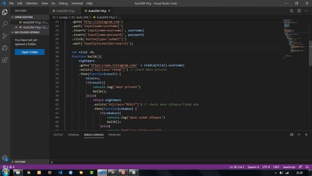 UPDATE SCRIPT AUTO DM INSTAGRAM - IGNORE ERROR AKUN YANG DIHAPUS | NIGHTMAREJS JAVASCRIPT NODEJS смотреть онлайн